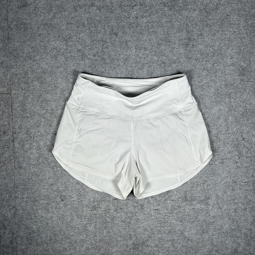 lululemon Speed Up Shorts Womens 4 White Running Athletic Lined Zip Pocket